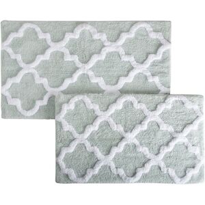 Lavish Home Cotton Plush 2Pc Bath Mat Set Green 2 pc