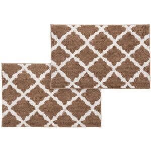 Bibb Home Set of 2 Trellis Micro Shag Bath Rugs NoColor set of 2