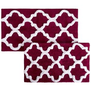 Lavish Home Cotton Plush 2Pc Bath Mat Set Burgundy 2 pc