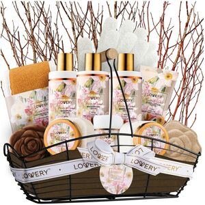 Lovery Vanilla Coconut Bath And Body Gift Set, 13pc Home Spa Birthday Basket Floral NoSize