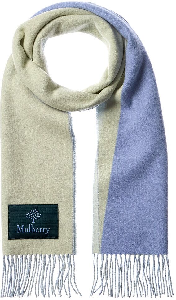 Mulberry Logo Wool & Cashmere-Blend Scarf Blue NoSize