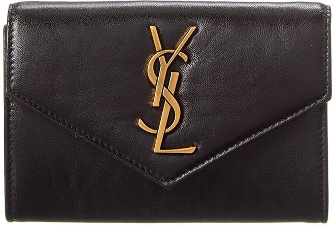 Saint Laurent Monogram Small Leather Envelope Wallet Black NoSize