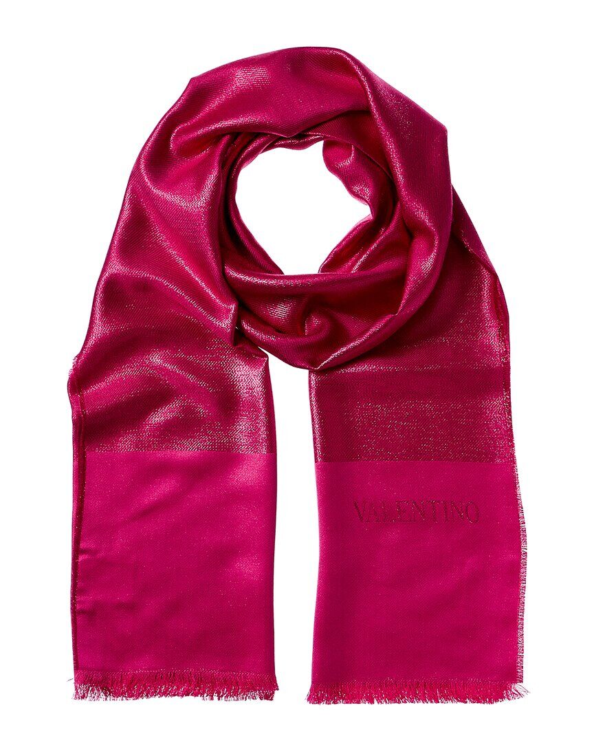 Valentino Logo Silk-Blend Scarf Pink NoSize