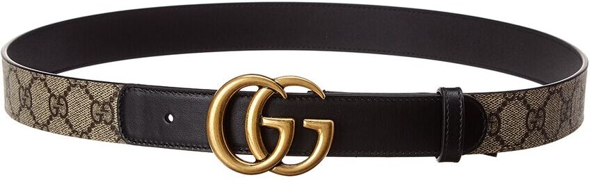 Gucci GG Supreme Canvas & Leather Belt Black 75