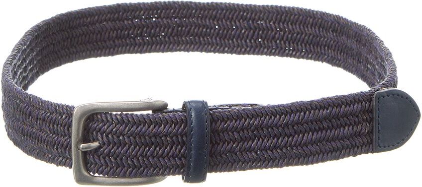 Tommy Bahama Stretch Webbed Leather-Trim Belt Blue S