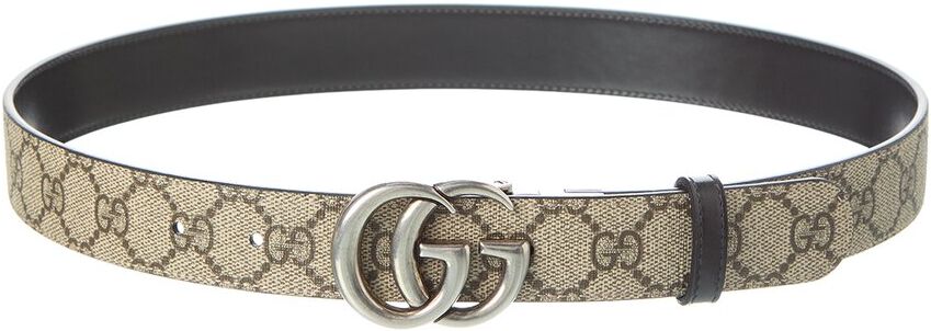 Gucci GG Marmont Reversible GG Supreme Canvas & Leather Belt Black 80