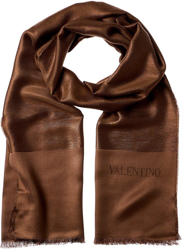 Valentino Logo Silk-Blend Scarf Brown NoSize