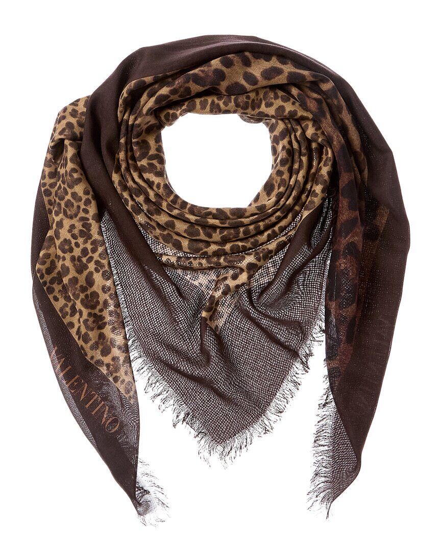 Valentino Cashmere & Silk-Blend Scarf Brown NoSize