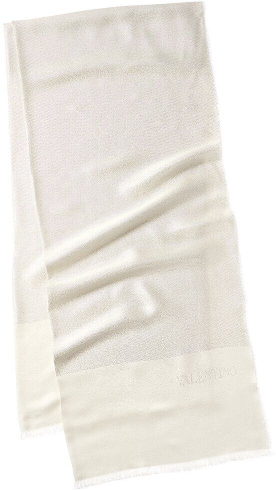 Valentino Logo Silk-Blend Scarf White NoSize