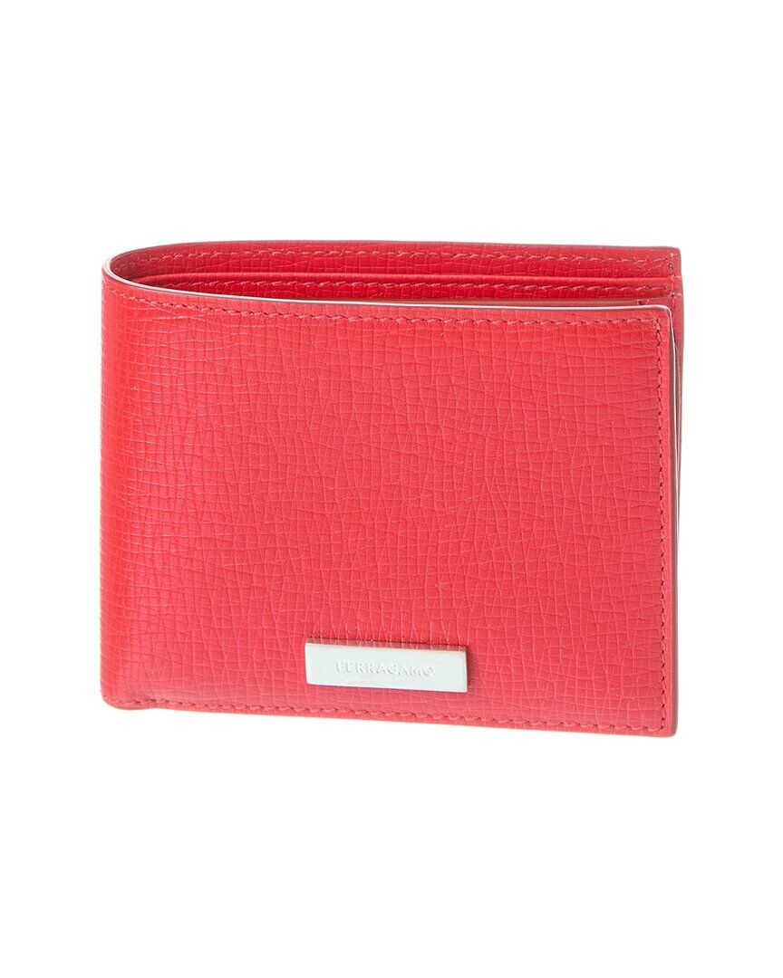 Ferragamo Logo Leather Bifold Wallet Red NoSize