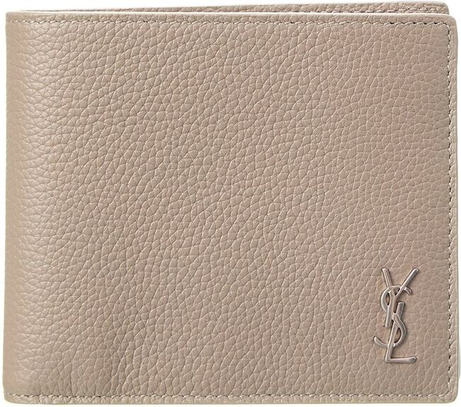 Saint Laurent Tiny Cassandre East/West Leather Bifold Wallet Beige os