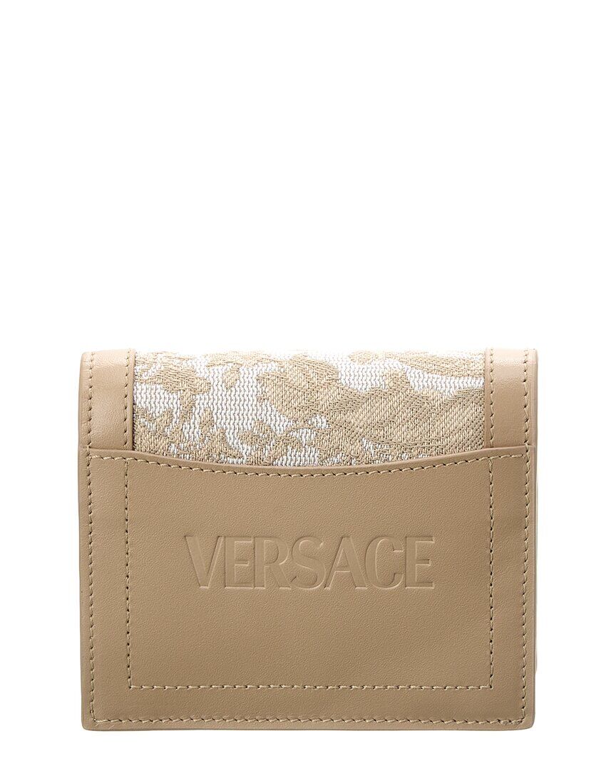 Versace Canvas & Leather Bifold French Wallet White NoSize