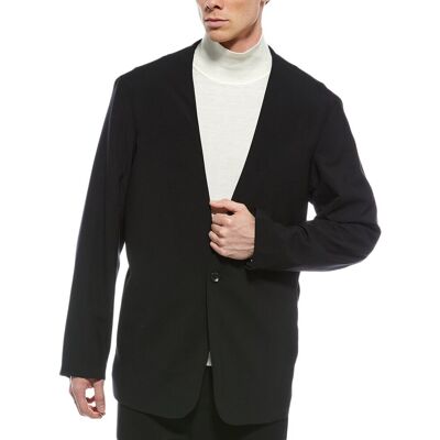 rag & bone Collarless Ripstop Wool Blazer Black 38 rag & bone Collarless Ripstop Wool Blazer Black 38