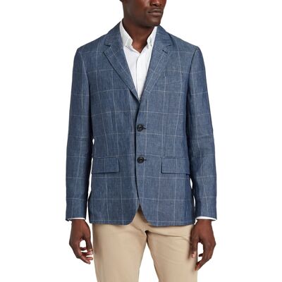Faherty Reserve Linen Windowpane Blazer Blue 48 Faherty Reserve Linen Windowpane Blazer Blue 48