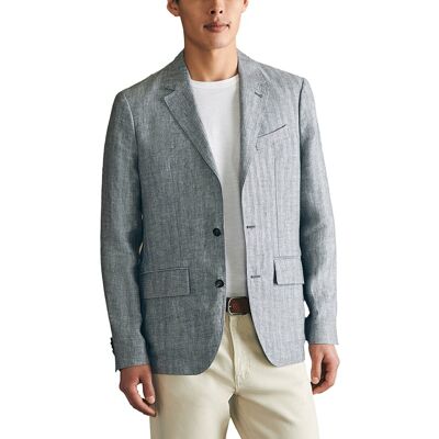 Faherty Reserve Linen-Blend Herringbone Blazer Grey 48 Faherty Reserve Linen-Blend Herringbone Blazer Grey 48