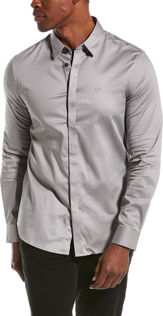 Armani Exchange Slim Fit Woven Shirt Grey M