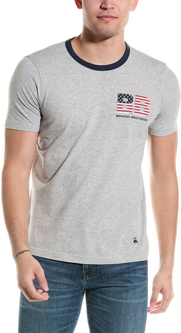 Brooks Brothers Flag Graphic T-Shirt Grey L