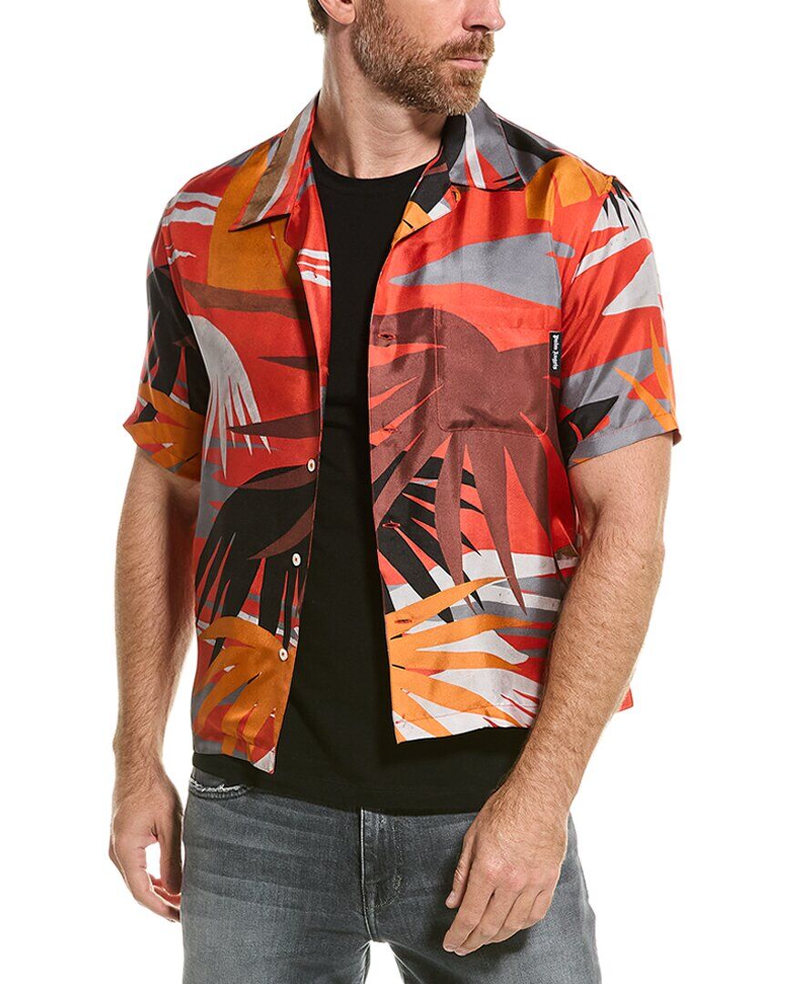 Palm Angels Hawaii Bowling Silk Shirt Red 52