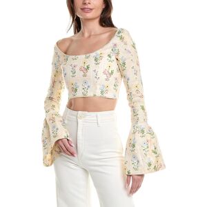 Agua by Agua Bendita Pradera Linen Crop Top Beige M