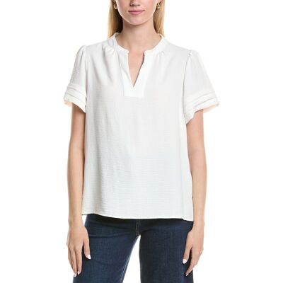 Jones New York Mandarin Collar Blouse White xs Jones New York Mandarin Collar Blouse White xs