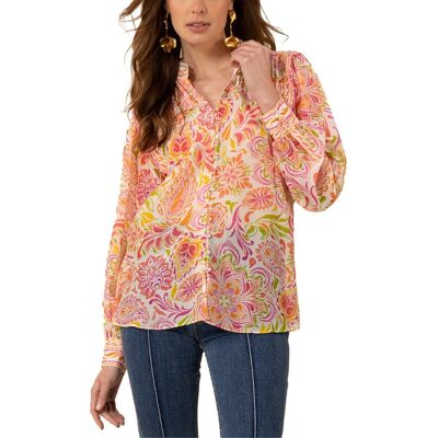 Hale Bob Calliope Silk-Blend Blouse NoColor l Hale Bob Calliope Silk-Blend Blouse NoColor l