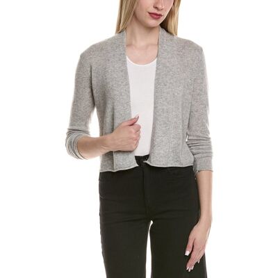 sofiacashmere Cropped Wool & Cashmere-Blend Cardigan Grey l sofiacashmere Cropped Wool & Cashmere-Blend Cardigan Grey l