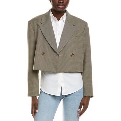 Kenneth Cole Houndstooth Cropped Blazer Tan m Kenneth Cole Houndstooth Cropped Blazer Tan m