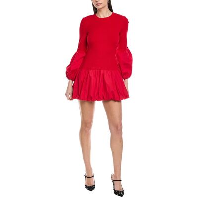 CeCe Mix Media Balloon Rib Knit Dress Red xs CeCe Mix Media Balloon Rib Knit Dress Red xs
