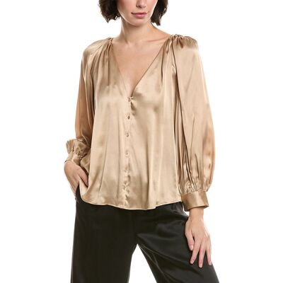 LAGENCE L'AGENCE Kali Satin Silk Blouse Beige XXS LAGENCE L'AGENCE Kali Satin Silk Blouse Beige XXS