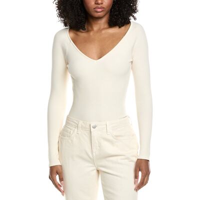 LAGENCE Winona V-Neck Bodysuit White l LAGENCE Winona V-Neck Bodysuit White l