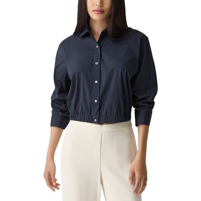Theory Crop Wool-Blend Shirt Blue m Theory Crop Wool-Blend Shirt Blue m