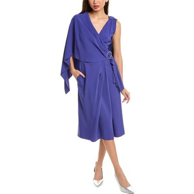 Alberta Ferretti Cape Midi Dress Blue 38 Alberta Ferretti Cape Midi Dress Blue 38