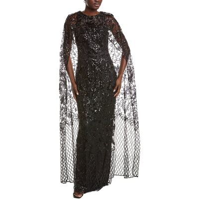 Marchesa Notte Sequin Lattice Column Gown Black 8 Marchesa Notte Sequin Lattice Column Gown Black 8
