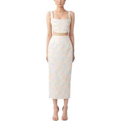 SAU LEE 2pc Jovita Jacquard Skirt Set Blue 0 SAU LEE 2pc Jovita Jacquard Skirt Set Blue 0