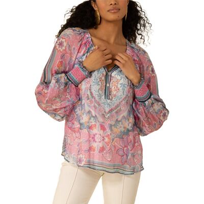 Hale Bob Michaela Silk-Blend Blouse NoColor s Hale Bob Michaela Silk-Blend Blouse NoColor s
