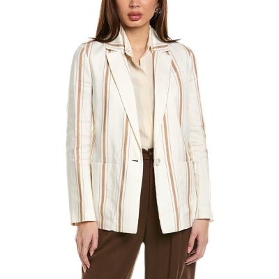 Piazza Sempione Linen & Silk-Blend Blazer White 44 Piazza Sempione Linen & Silk-Blend Blazer White 44