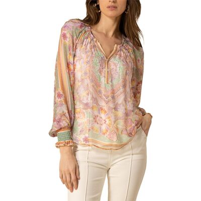 Hale Bob Michaela Silk-Blend Blouse NoColor s Hale Bob Michaela Silk-Blend Blouse NoColor s