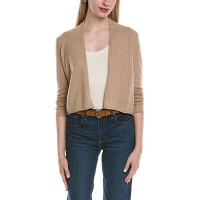 sofiacashmere Cropped Wool & Cashmere-Blend Cardigan Brown l sofiacashmere Cropped Wool & Cashmere-Blend Cardigan Brown l