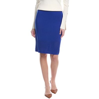 St. John Stretch Crochet Knit Skirt Blue l St. John Stretch Crochet Knit Skirt Blue l