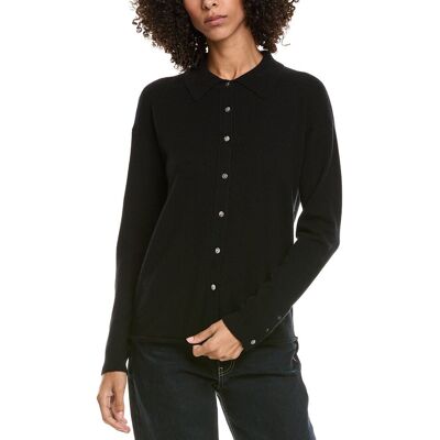 InCashmere Shirt Style Wool & Cashmere-Blend Sweater Black s InCashmere Shirt Style Wool & Cashmere-Blend Sweater Black s