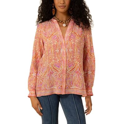 Hale Bob Silk Yaretzi Blouse NoColor xs Hale Bob Silk Yaretzi Blouse NoColor xs