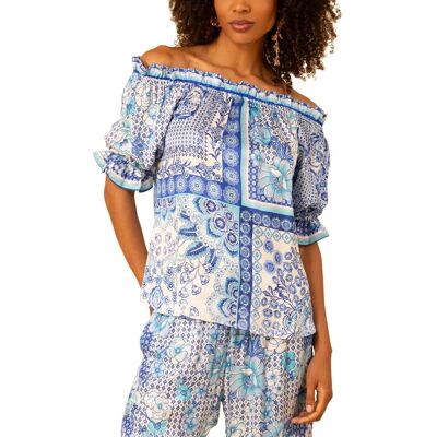 Hale Bob Tatum Silk-Blend Blouse NoColor xs Hale Bob Tatum Silk-Blend Blouse NoColor xs