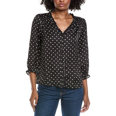 CeCe V-Neck Button Front Blouse Black m CeCe V-Neck Button Front Blouse Black m