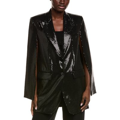 Michael Kors Collection Sequin Silk-Blend Cape Jacket Black 4 Michael Kors Collection Sequin Silk-Blend Cape Jacket Black 4