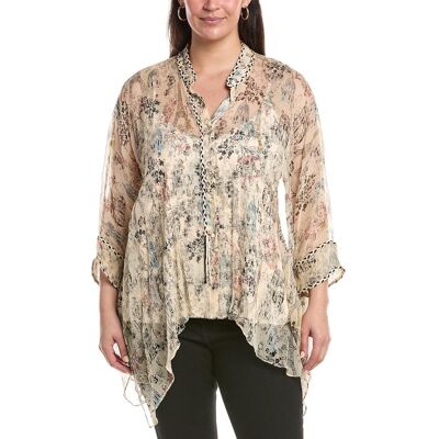 Johnny Was Plus Katia Oversized Silk Blouse NoColor 2X Johnny Was Plus Katia Oversized Silk Blouse NoColor 2X