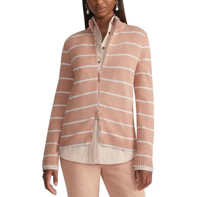 Lafayette 148 New York Stripe Fitted Silk-Blend Bomber Cardigan NoColor XXS Lafayette 148 New York Stripe Fitted Silk-Blend Bomber Cardigan NoColor XXS