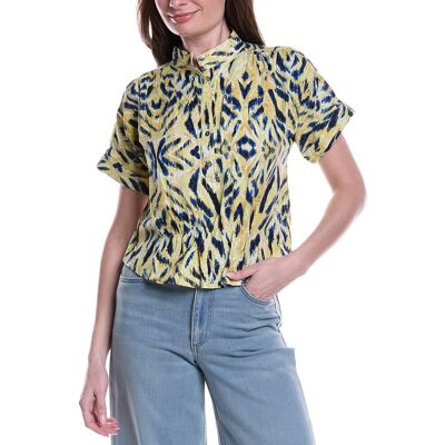 NIC+ZOE Sunny Skies Linen-Blend Woven Shirt Yellow l NIC+ZOE Sunny Skies Linen-Blend Woven Shirt Yellow l