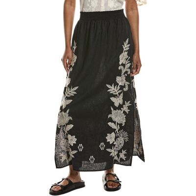 Johnny Was High Slit Linen Maxi Skirt Black m Johnny Was High Slit Linen Maxi Skirt Black m