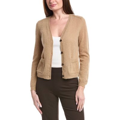 Lafayette 148 New York Patch Pocket V-Neck Mohair & Alpaca-Blend Cardigan Brown xs Lafayette 148 New York Patch Pocket V-Neck Mohair & Alpaca-Blend Cardigan Brown xs