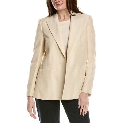 Lafayette 148 New York Peak Lapel Linen-Blend Blazer Grey m Lafayette 148 New York Peak Lapel Linen-Blend Blazer Grey m